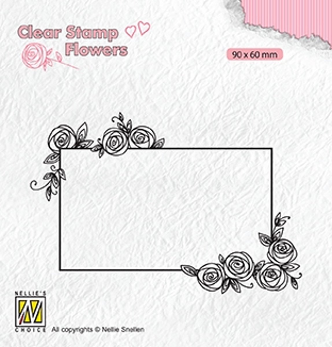 FLO019 Clear stamps Flowers rectangle frame with roses